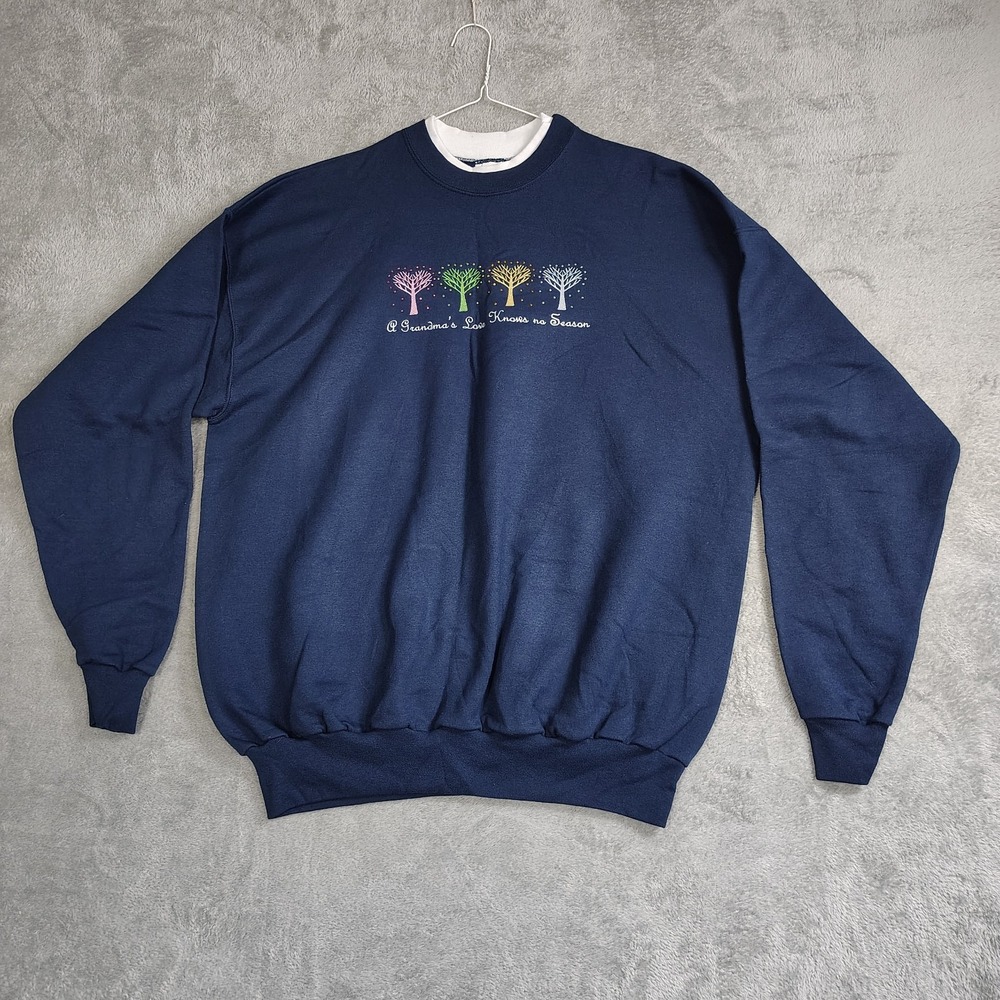 Vtg 90s Streetwear Womens XL Spell Out Grandma Double Crewneck Sweatshirt